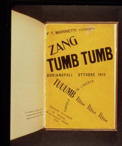 غلاف كتاب لـ "Zang Tumb Tumb" ، من تأليف وتصميم FT Marinetti (1876-1944) 1914 بواسطة فيليبو توماسو إميليو مارينيتي